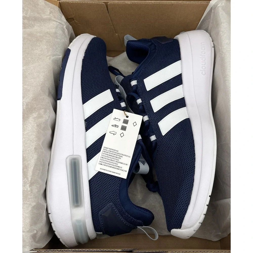 adidas Racer TR23 Mens Running Shoes Size 12 Navy Blue White Athletic Comfort
